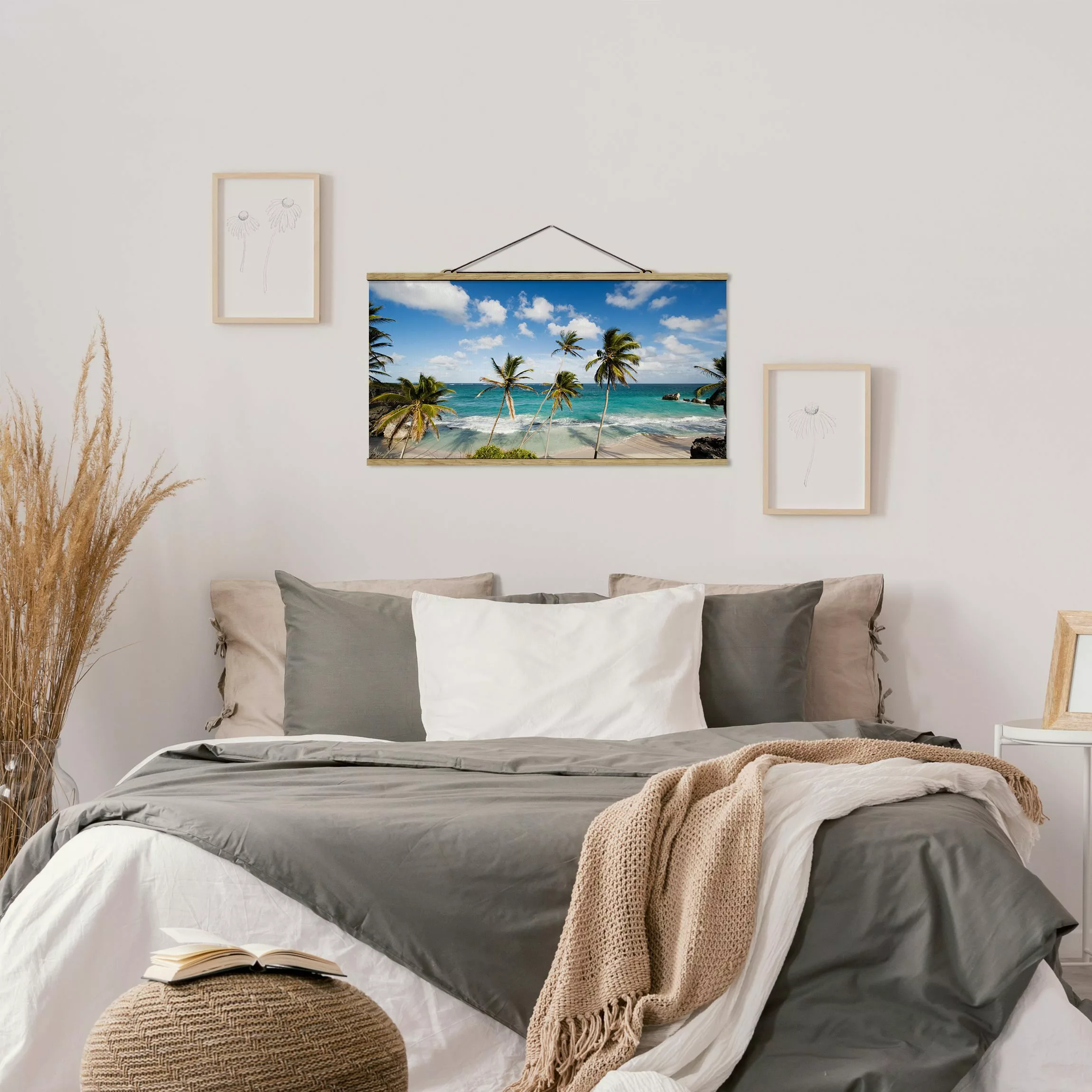 Stoffbild Strand mit Posterleisten - Querformat Beach of Barbados günstig online kaufen
