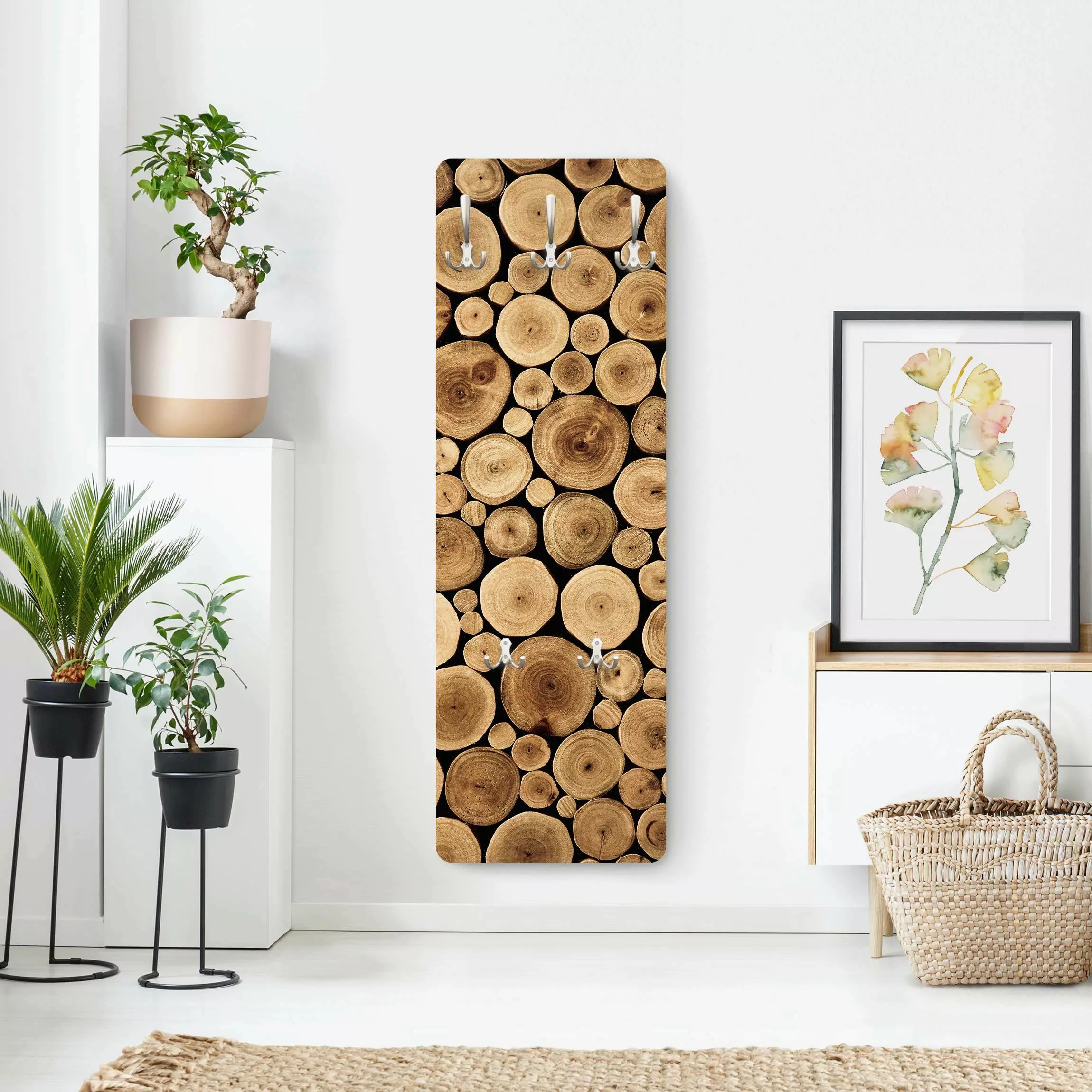 Wandgarderobe Holzpaneel Holzoptik Homey Firewood günstig online kaufen