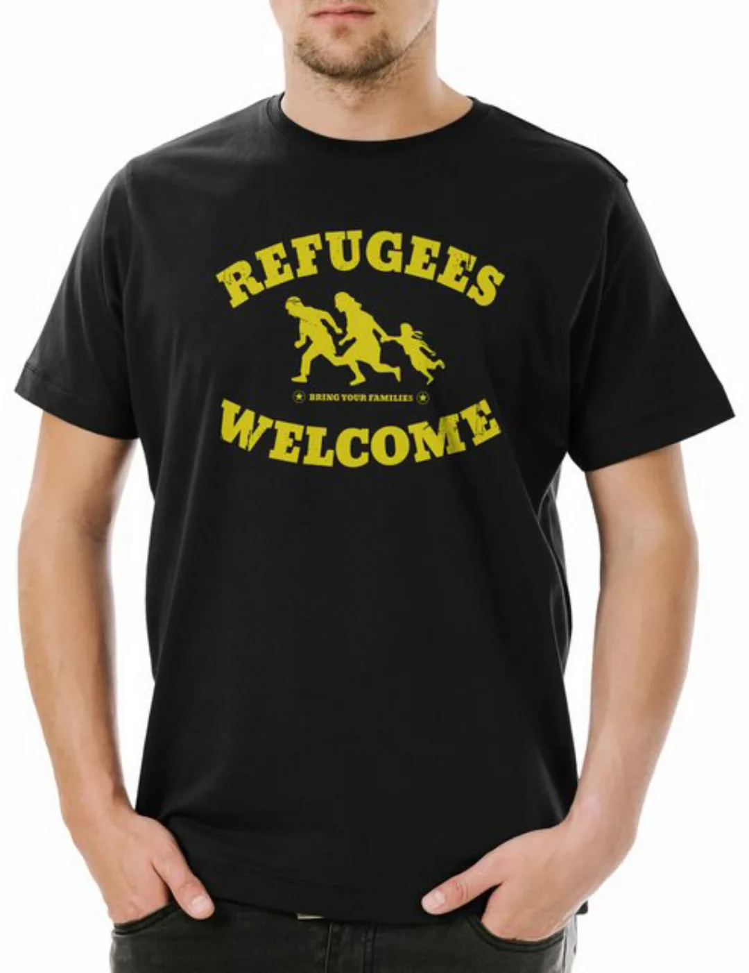 Urban Backwoods Print-Shirt Refugees Welcome Herren T-Shirt Demo Pro Willko günstig online kaufen