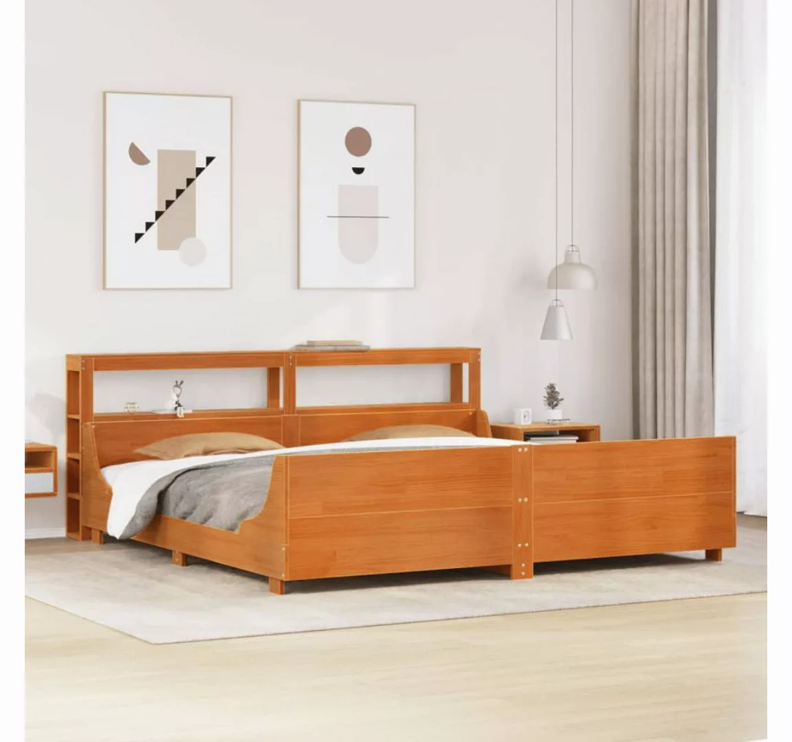 vidaXL Bett, Massivholzbett ohne Matratze Wachsbraun 180x200 Kiefernholz günstig online kaufen