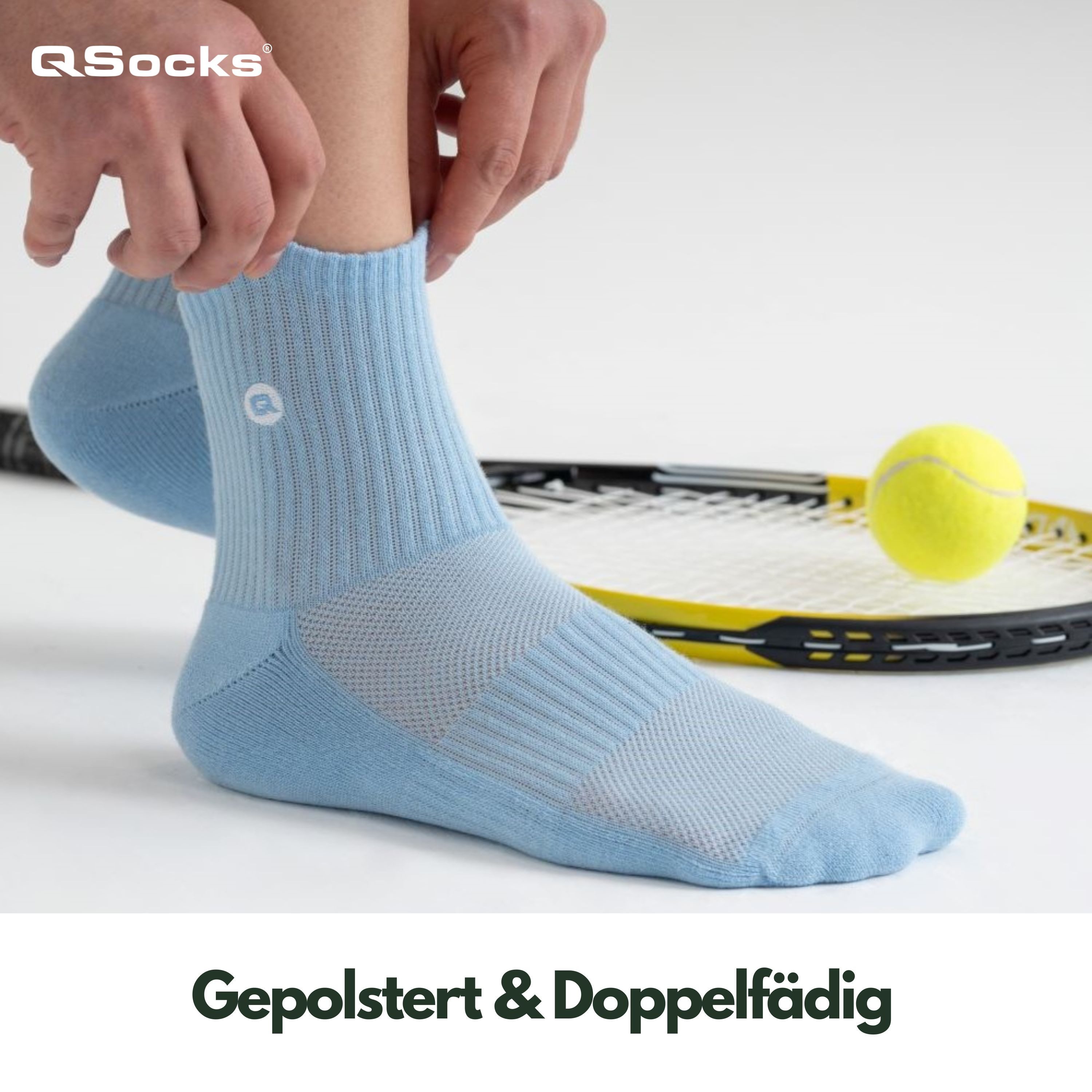 QSOCKS Socken Halbhohe Tennis Sportsocken gepolstert günstig online kaufen