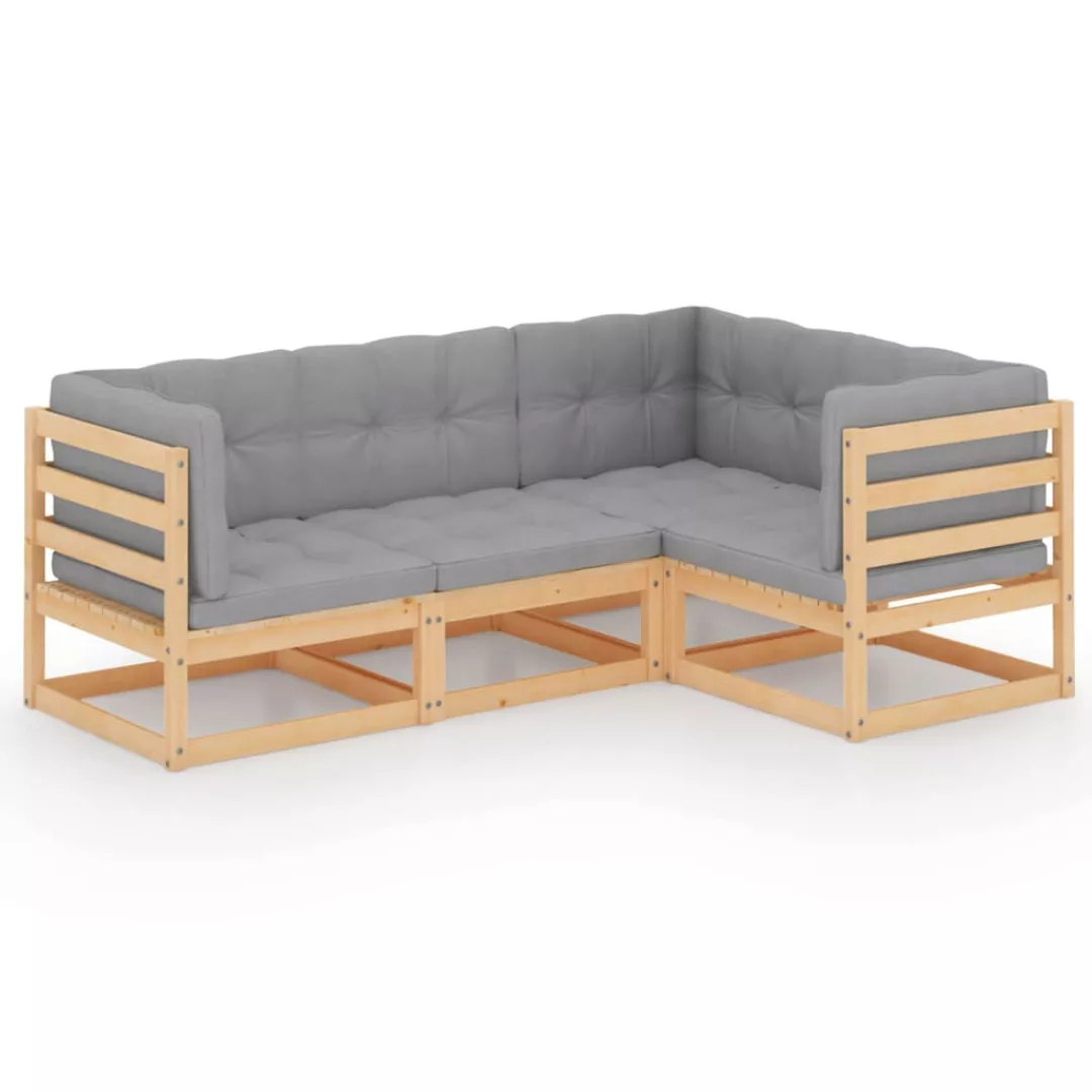 4-tlg. Garten-lounge-set Mit Kissen Kiefer Massivholz günstig online kaufen