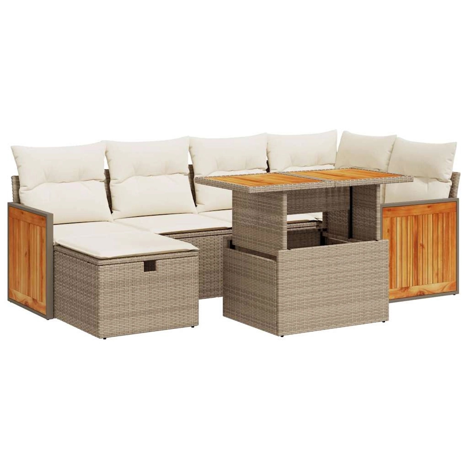 vidaXL 8-Tlg Garten-Sofagarnitur mit Kissen Beige Poly Rattan 3328157 günstig online kaufen