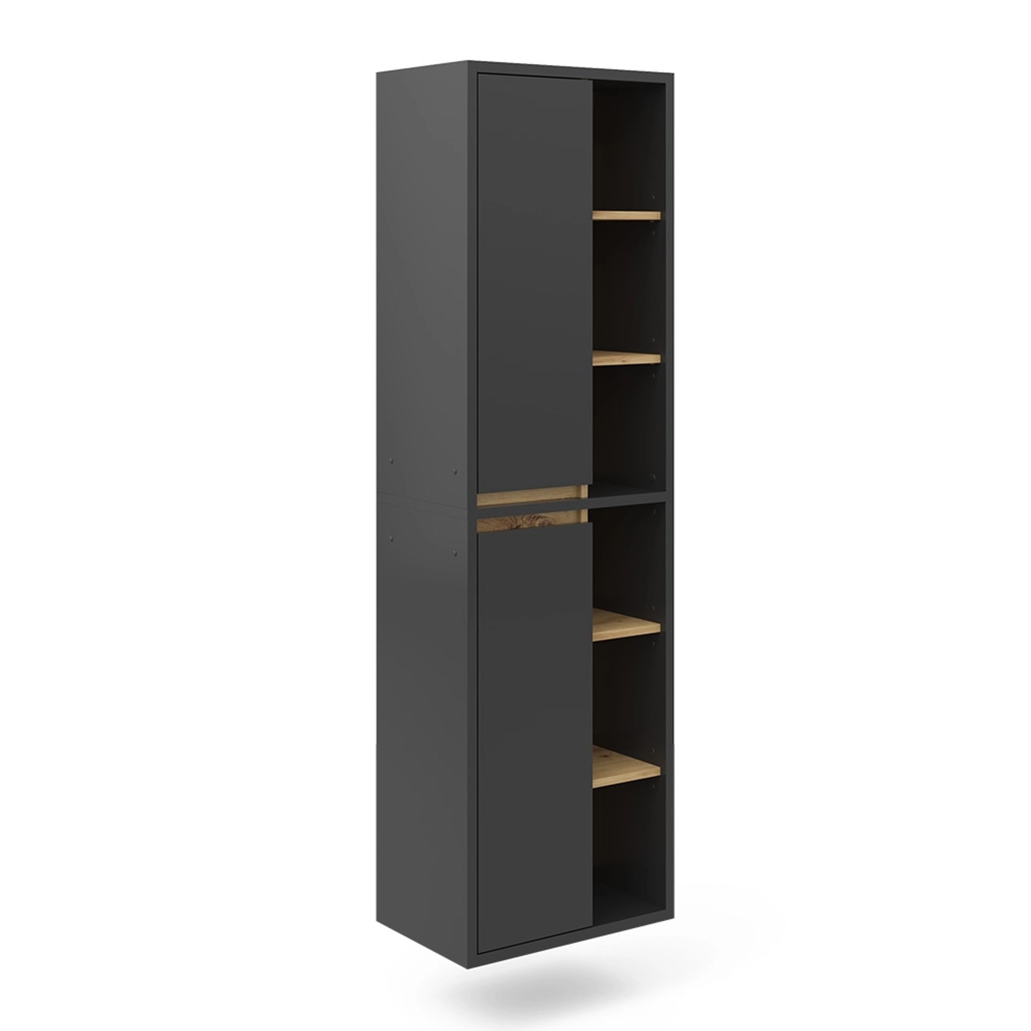 Vicco Badschrank Viola Anthrazit 50 x 170 cm mit Türen und Offenen Fächern günstig online kaufen