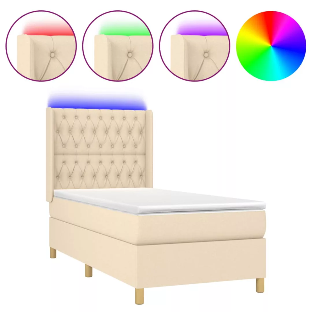 Vidaxl Boxspringbett Mit Matratze & Led Creme 100x200 Cm Stoff günstig online kaufen