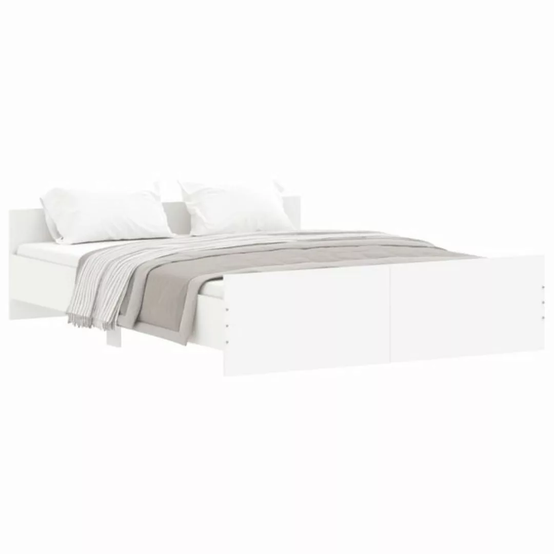 furnicato Bett Bettgestell mit Kopf- und Fußteil Weiß 140x200 cm günstig online kaufen