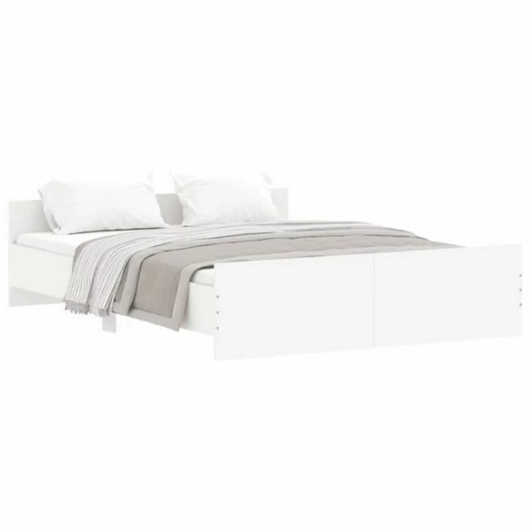 furnicato Bett Bettgestell mit Kopf- und Fußteil Weiß 150x200 cm günstig online kaufen