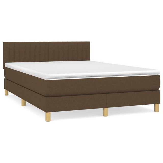 vidaXL Bettgestell Boxspringbett mit Matratze Dunkelbraun 140x190 cm Stoff günstig online kaufen