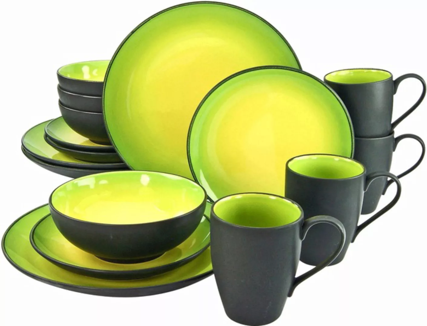 CreaTable Kombiservice HOT GREEN grün Steinzeug 16 tlg. günstig online kaufen