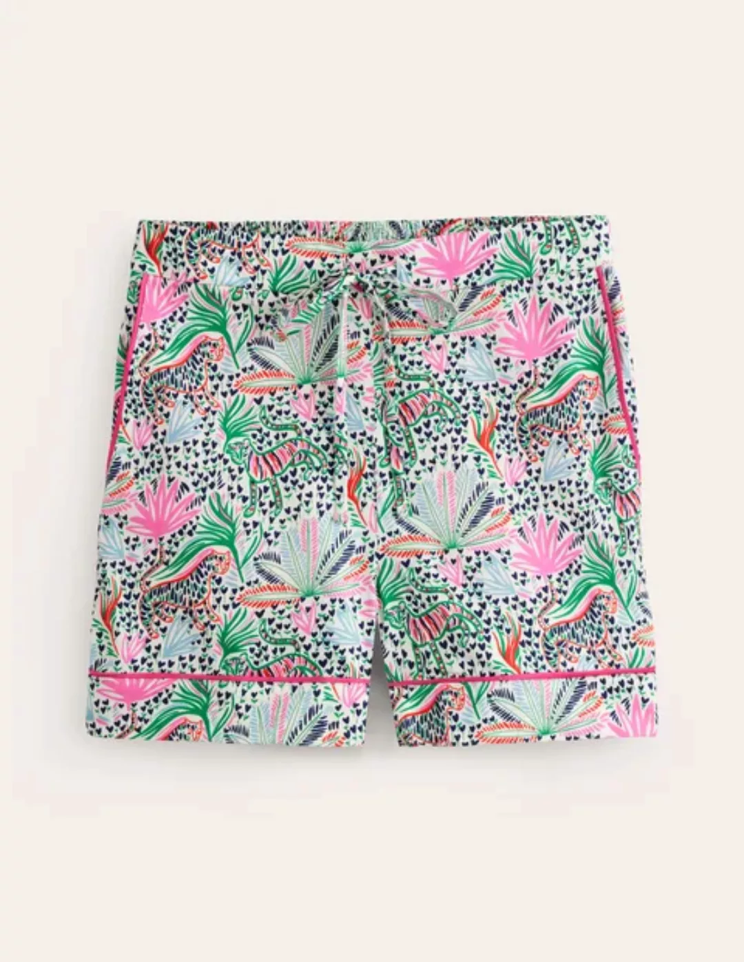 Schlafanzug-Shorts aus Baumwollsatin Damen Boden, Bunt, Wildnis günstig online kaufen