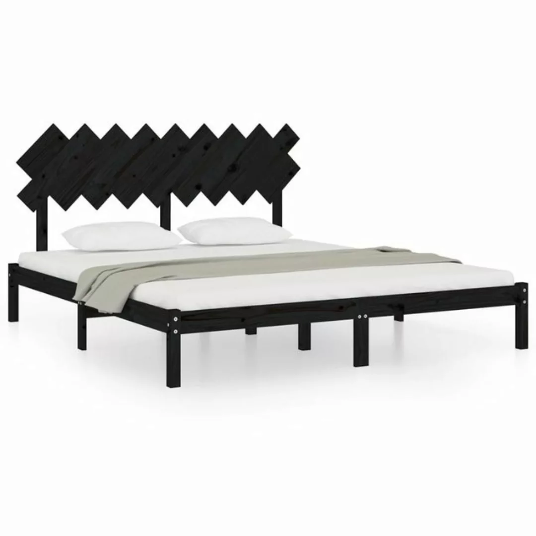 furnicato Bett Massivholzbett Schwarz Kiefer 160x200 cm günstig online kaufen