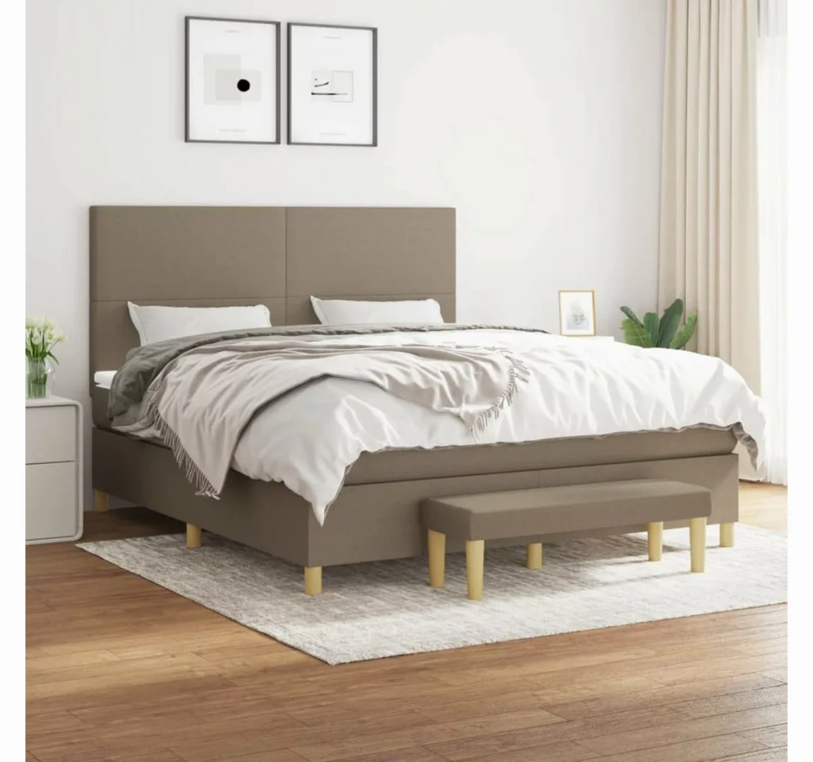 vidaXL Boxspringbett, Boxspringbett mit Matratze Taupe 160x200 cm Stoff günstig online kaufen