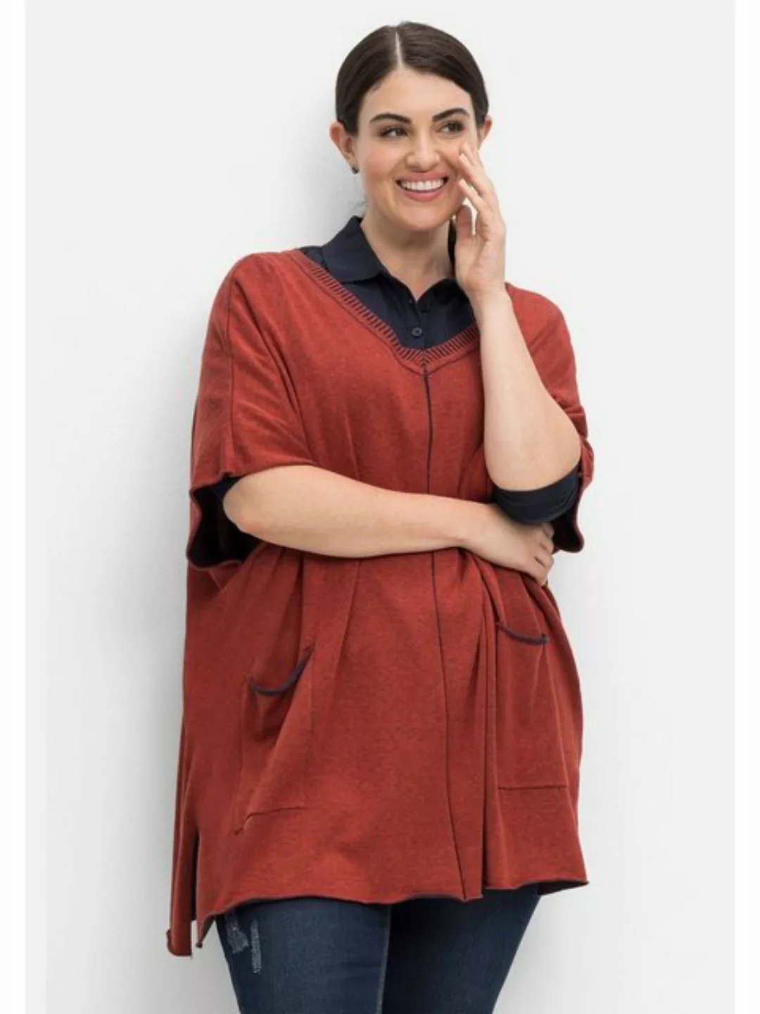 Sheego V-Ausschnitt-Pullover "Große Größen", mit zweifarbigem Strick günstig online kaufen