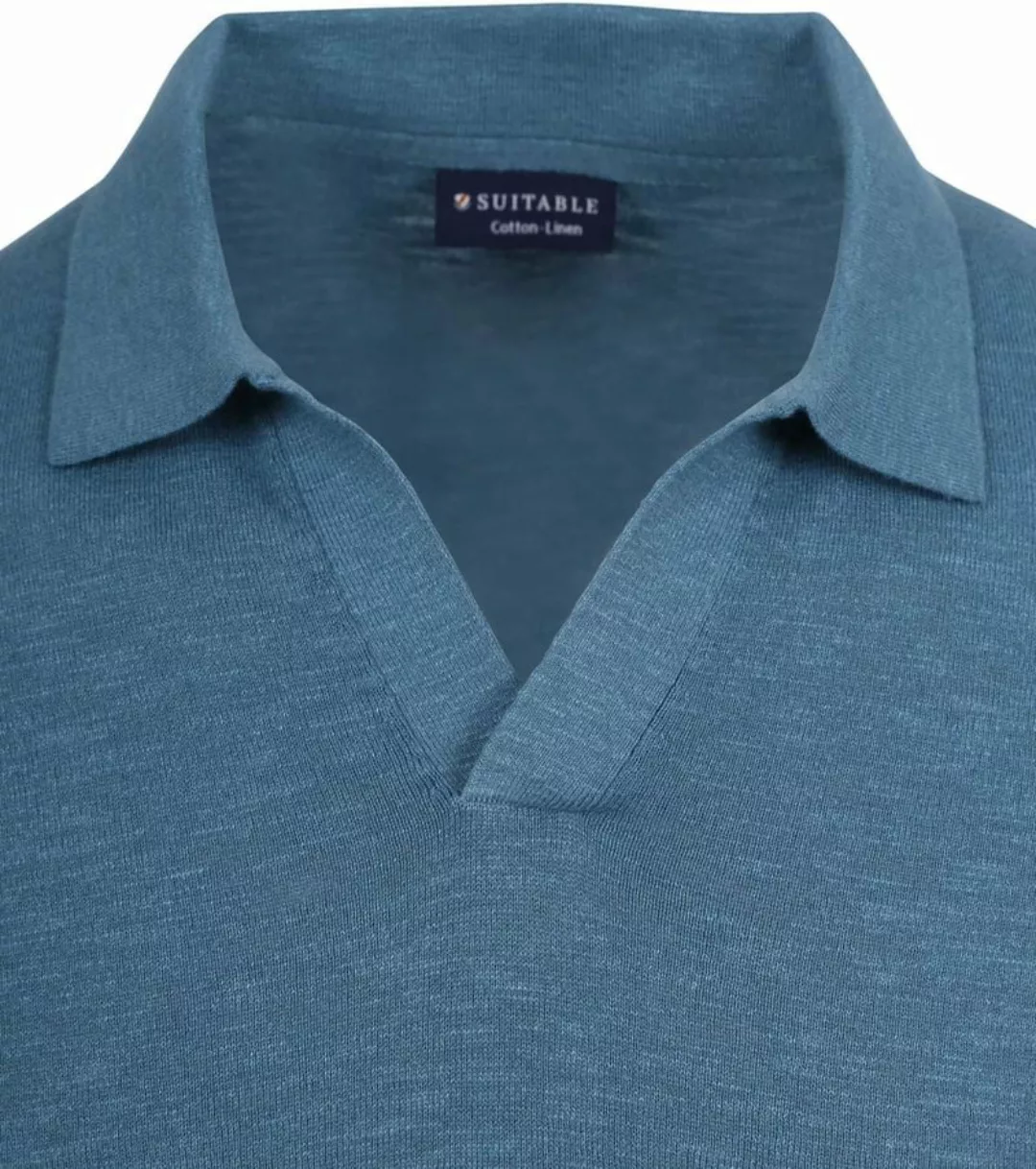 Suitable Poloshirt Riva Leinen Blau - Größe L günstig online kaufen