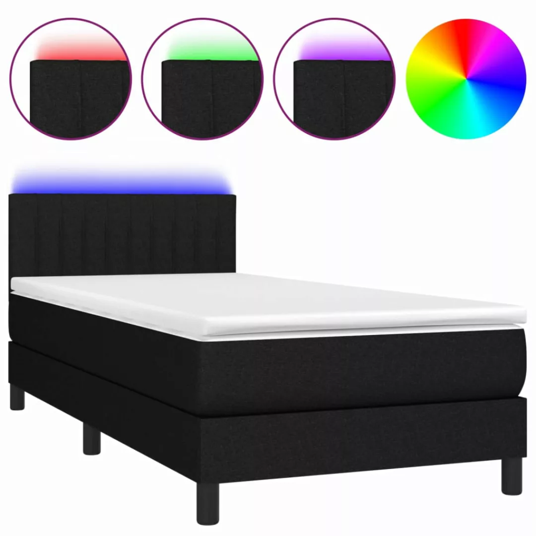 Vidaxl Boxspringbett Mit Matratze & Led Schwarz 80x200 Cm Stoff günstig online kaufen