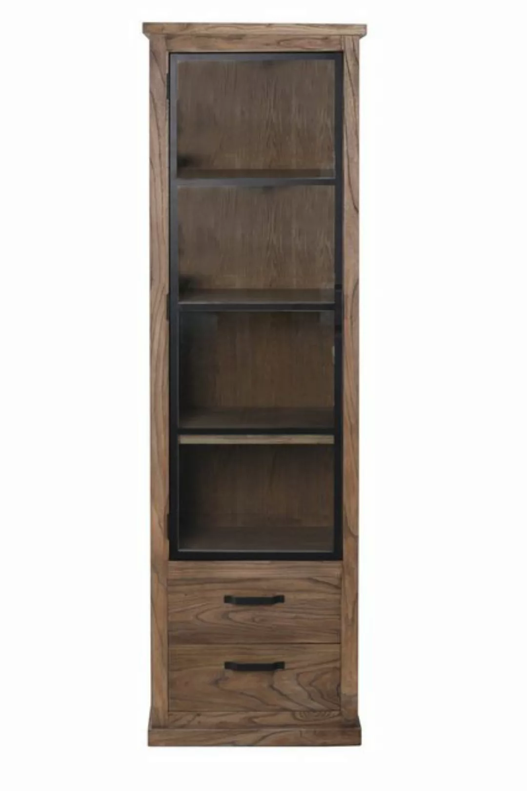 FURNARO Standvitrine Ulme massiv modern Landhaus komplett montiert 214x65x4 günstig online kaufen