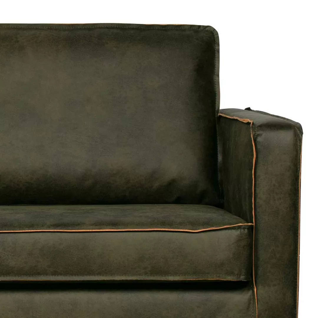 Sofa in Olivgrün Recyclingleder Retro Design günstig online kaufen