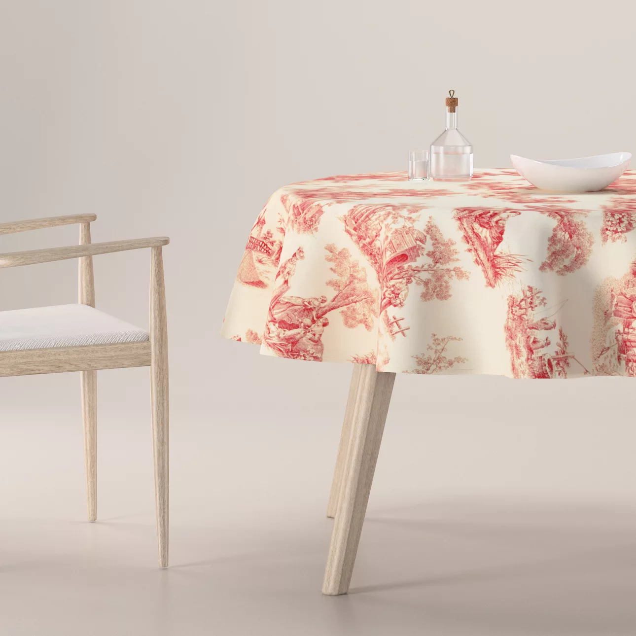 Runde Tischdecke, creme- rot, Avinon (132-15) günstig online kaufen