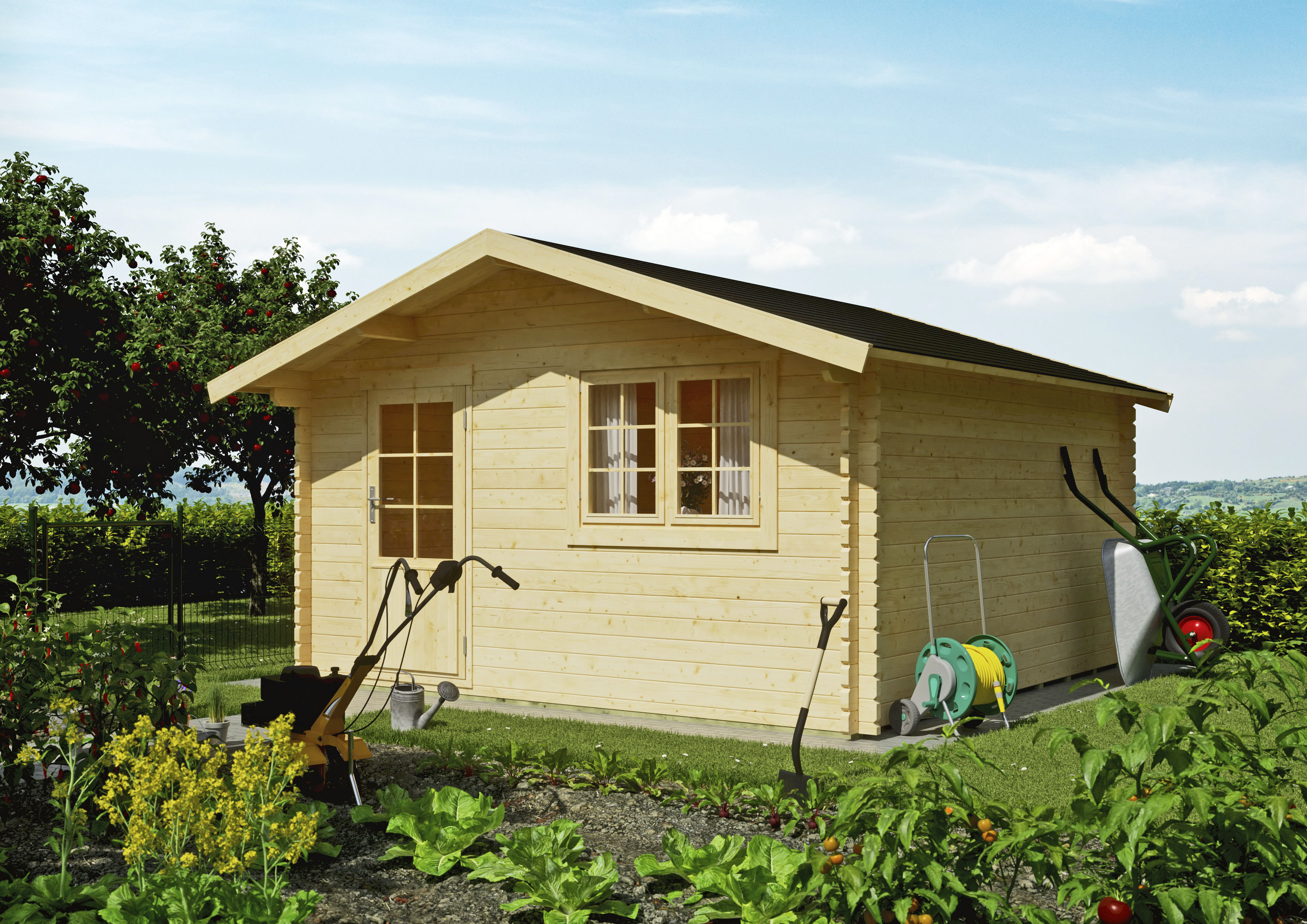 Kiehn-Holz Gartenhaus KH 44-026 Natur Unbehandelt 390 cm x 390 cm günstig online kaufen