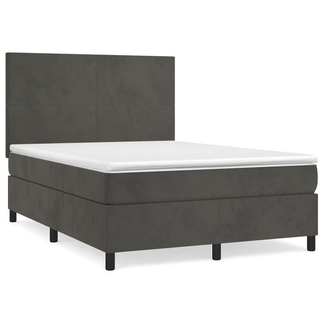 furnicato Bett Boxspringbett mit Matratze Dunkelgrau 140x200 cm Samt günstig online kaufen