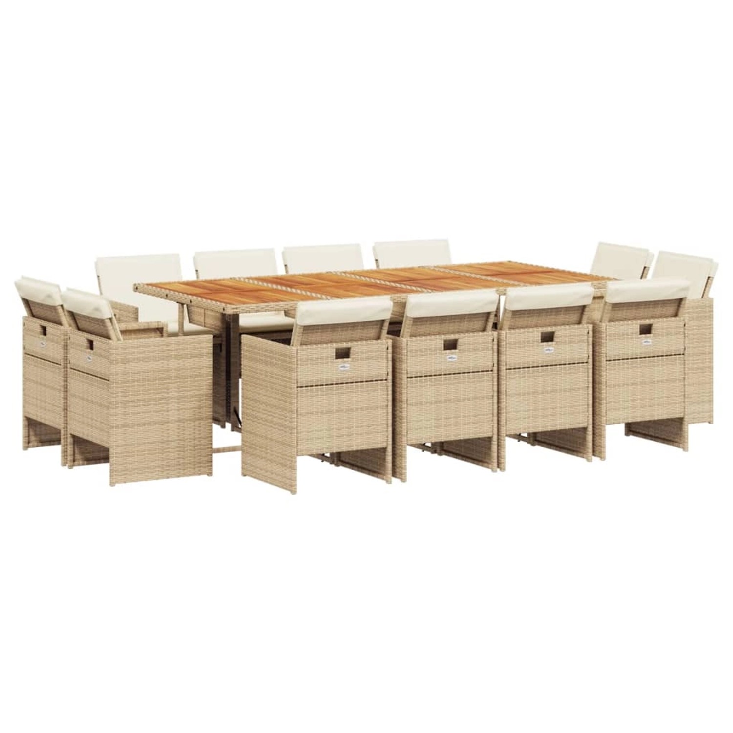 vidaXL 13-Tlg Garten-Essgruppe mit Kissen Beige Poly Rattan 3277815 günstig online kaufen
