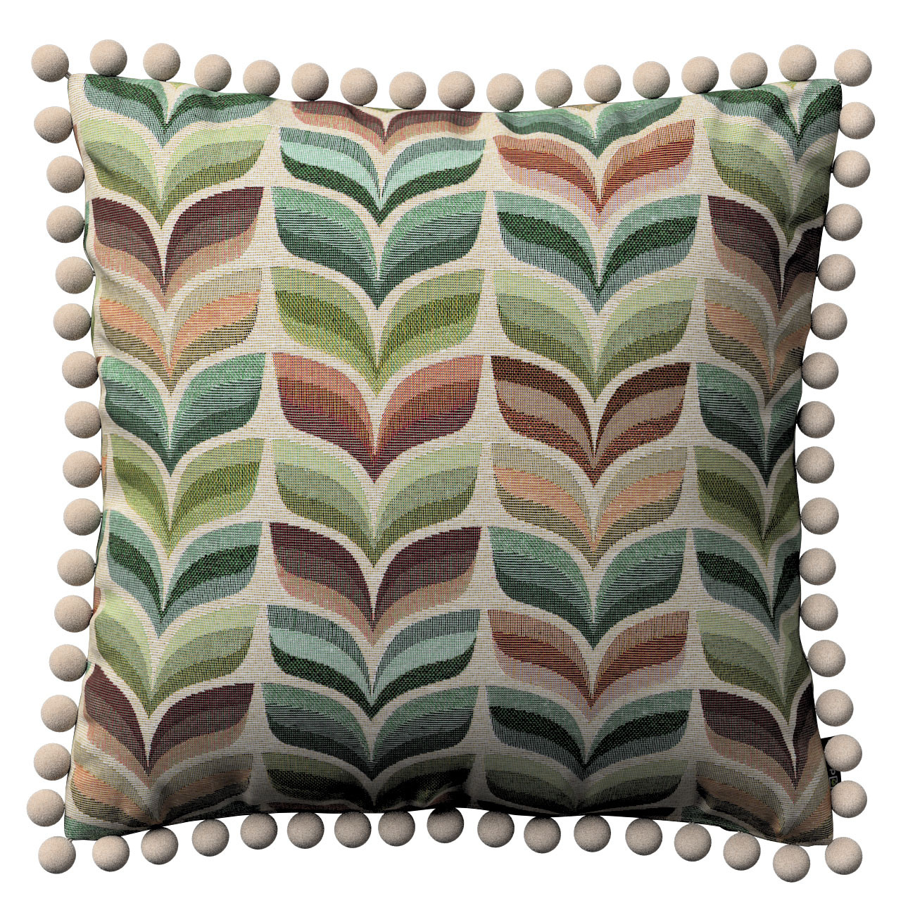 Kissenhülle Wera mit Bommeln, grün- beige, 45 x 45 cm, Intenso Premium (144 günstig online kaufen