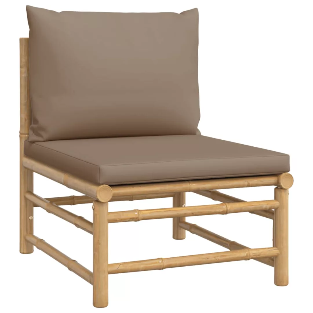 vidaXL Sofaelement Garten-Mittelsofa mit Taupe Kissen günstig online kaufen