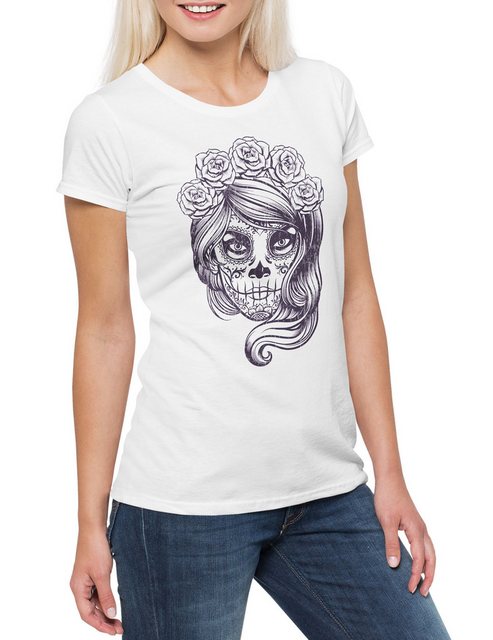 Urban Backwoods Print-Shirt Dia De Muertos III Damen T-Shirt Schädel Mexiko günstig online kaufen