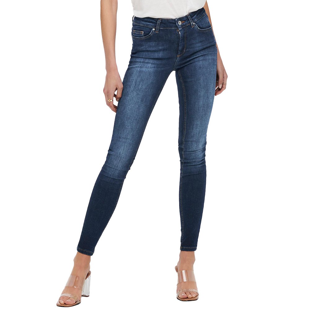 Only Blush Life Mid Skinny Denim Rea837 Jeans XS Dark Blue Denim / Detail R günstig online kaufen