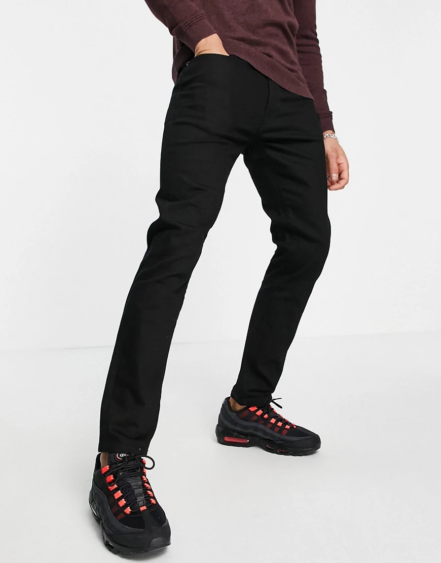 Topman – Schmale Stretch-Jeans aus Bio-Baumwollmischung in tiefem Schwarz günstig online kaufen