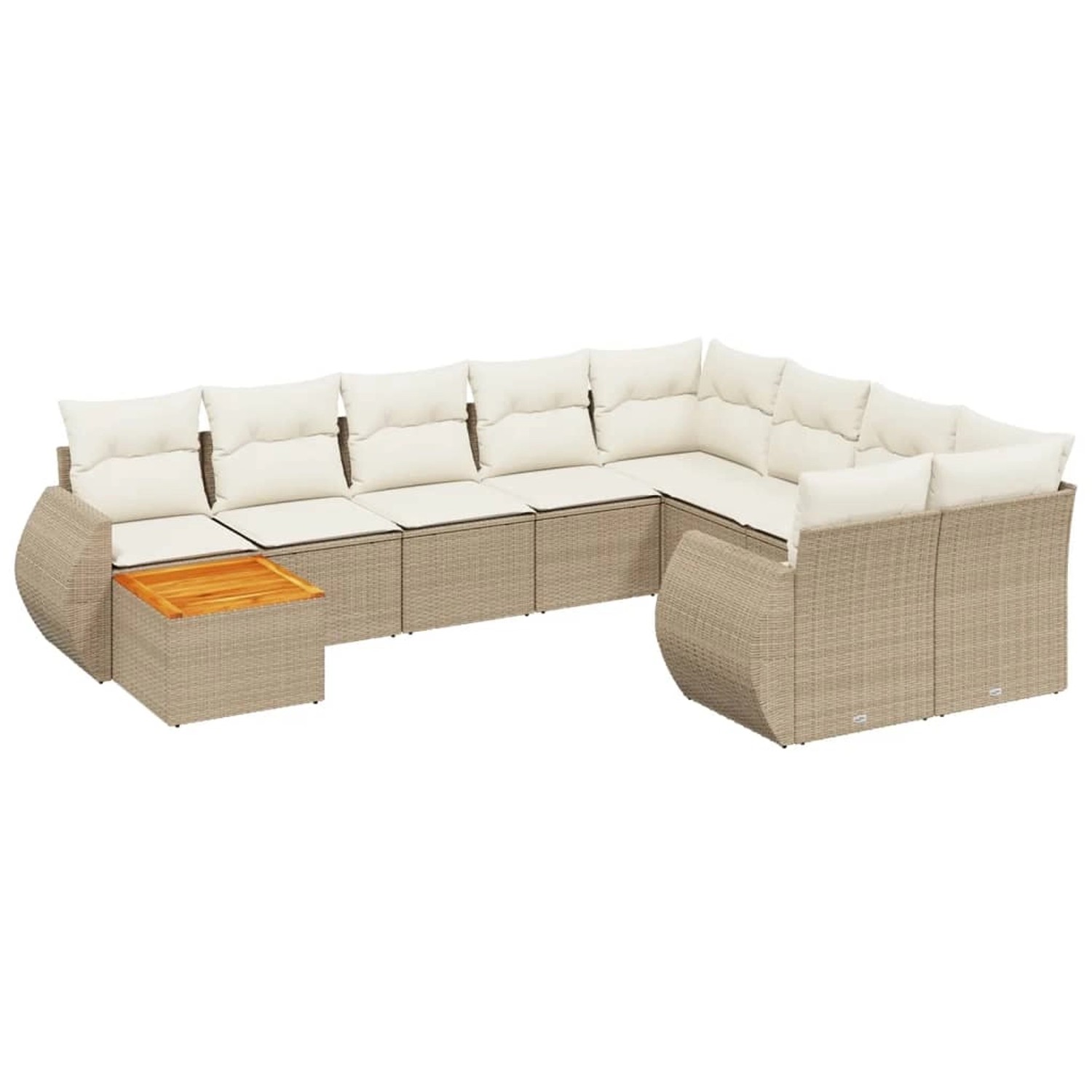 vidaXL 10-Tlg Garten-Sofagarnitur mit Kissen Beige Poly Rattan 3257500 günstig online kaufen