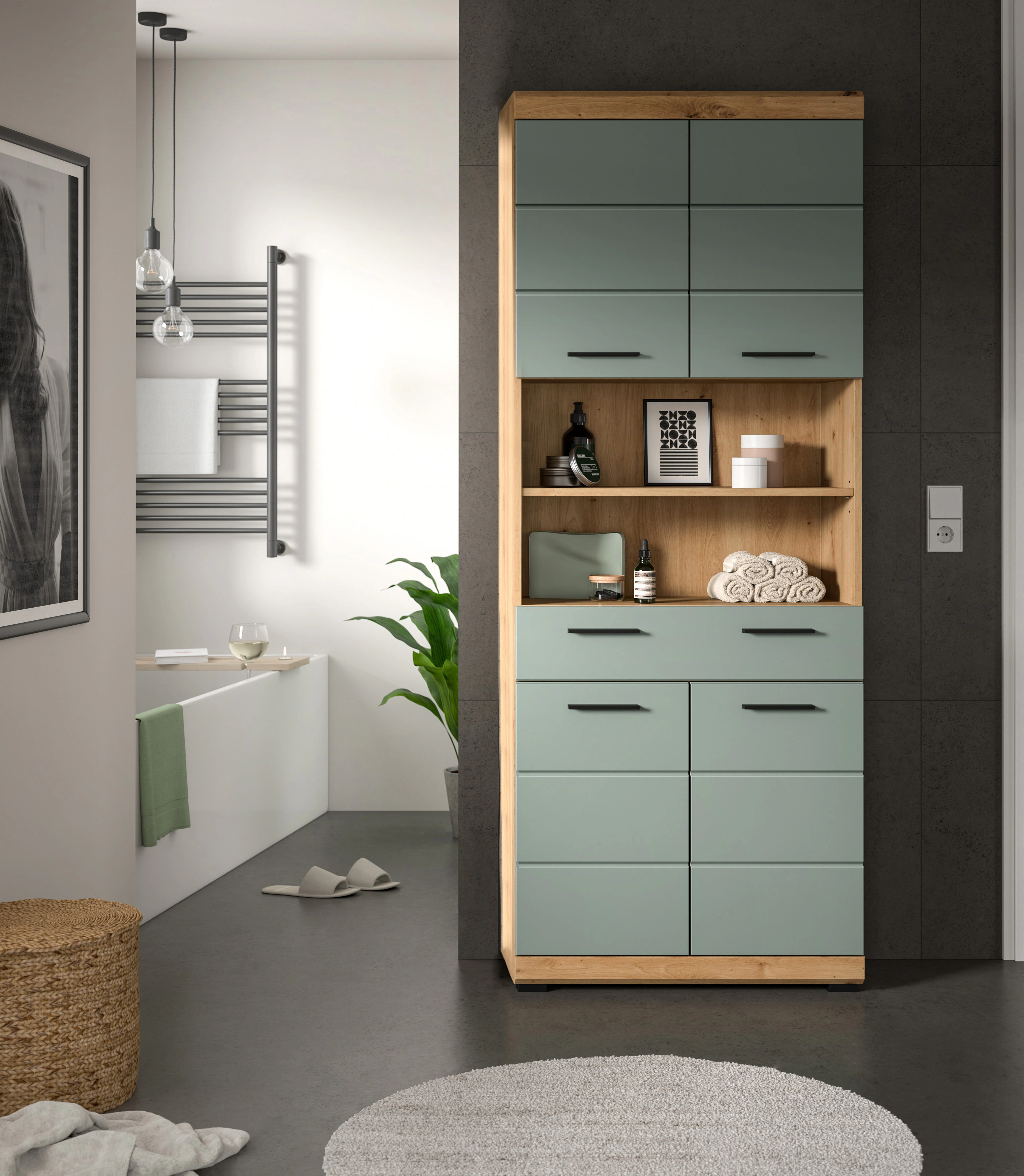 INOSIGN Hochschrank "Siena, Breite 74cm, 4 Türen, 1 Schubkasten, 2 offene F günstig online kaufen