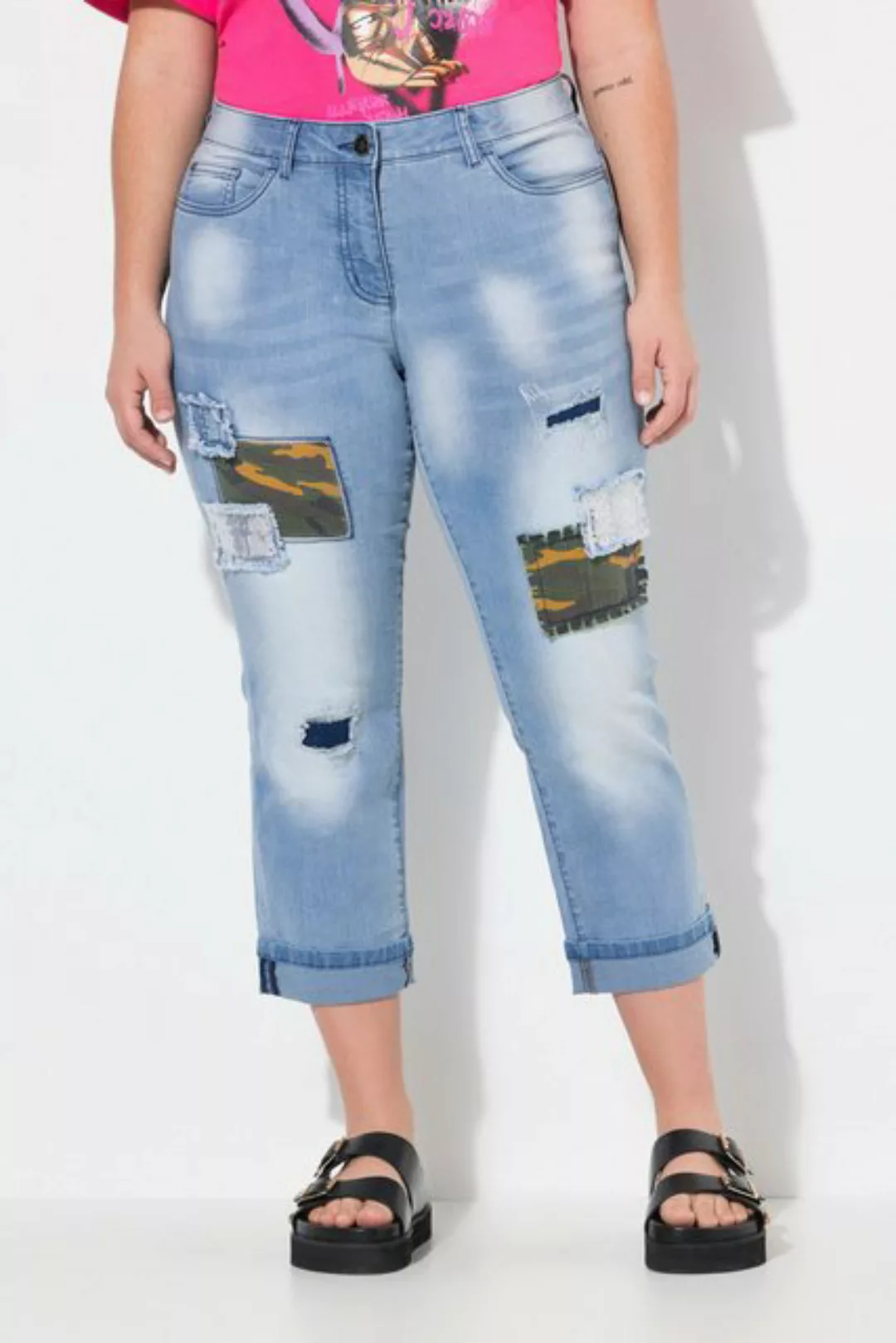 Angel of Style Regular-fit-Jeans 7/8-Jeans Amy Straight Fit Camouflage-Patc günstig online kaufen