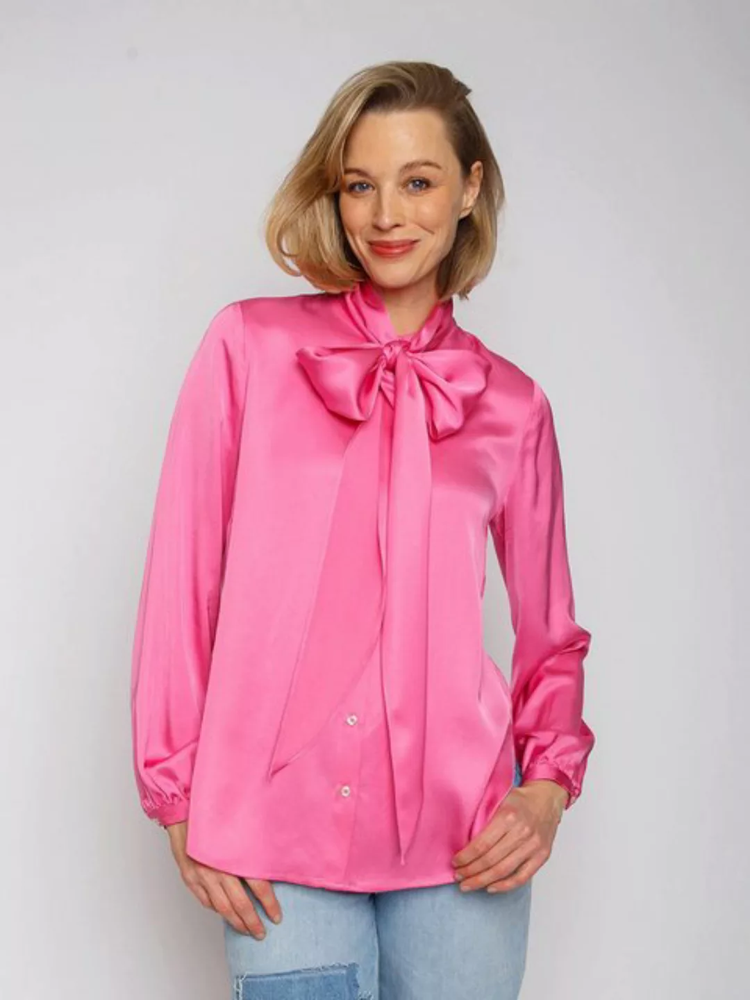 Emily Van Den Bergh Schluppenbluse Bluse mit abnehmbarer Schluppe Pink günstig online kaufen