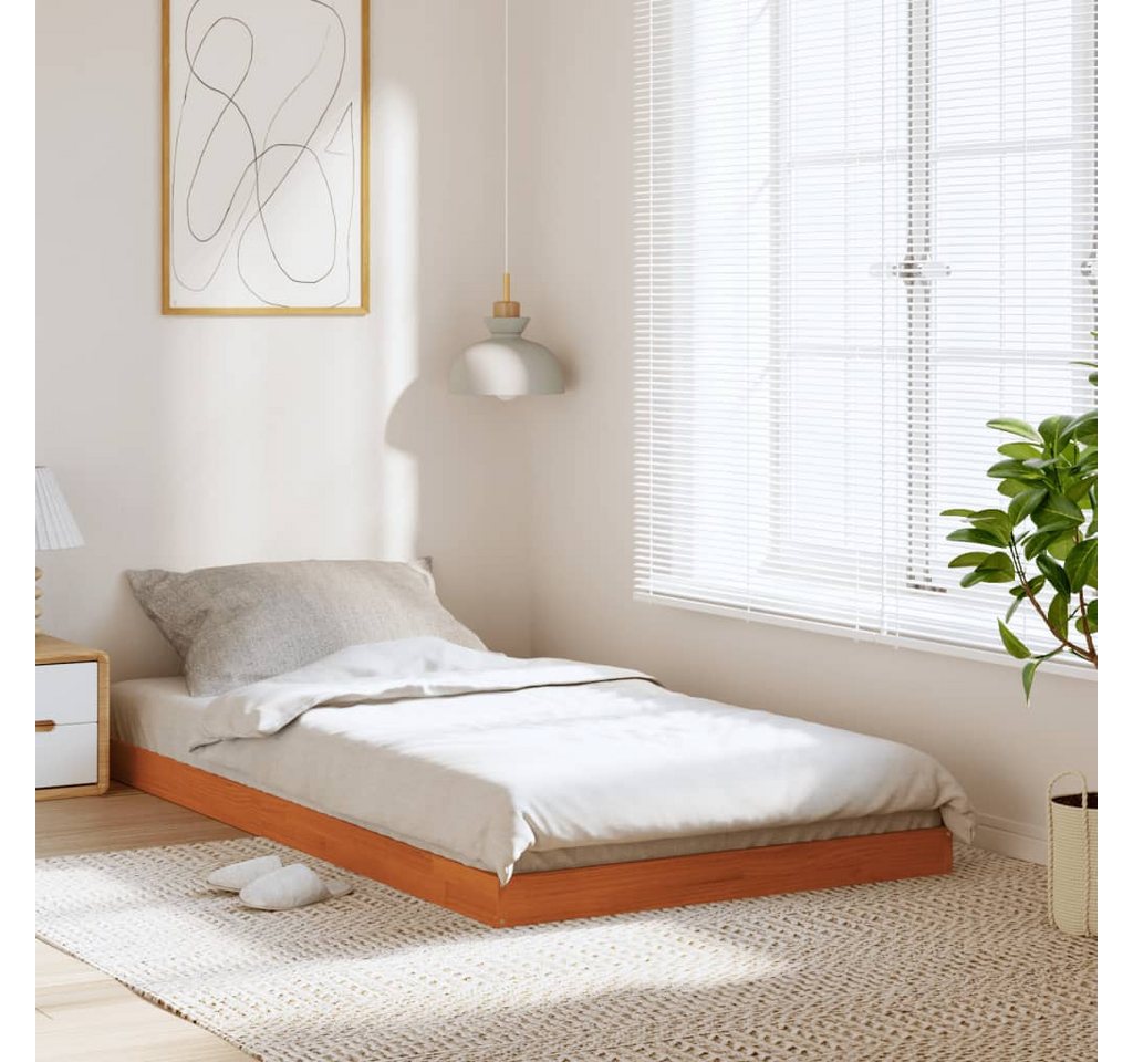 vidaXL Bett Massivholzbett Wachsbraun 90x200 cm Kiefer günstig online kaufen