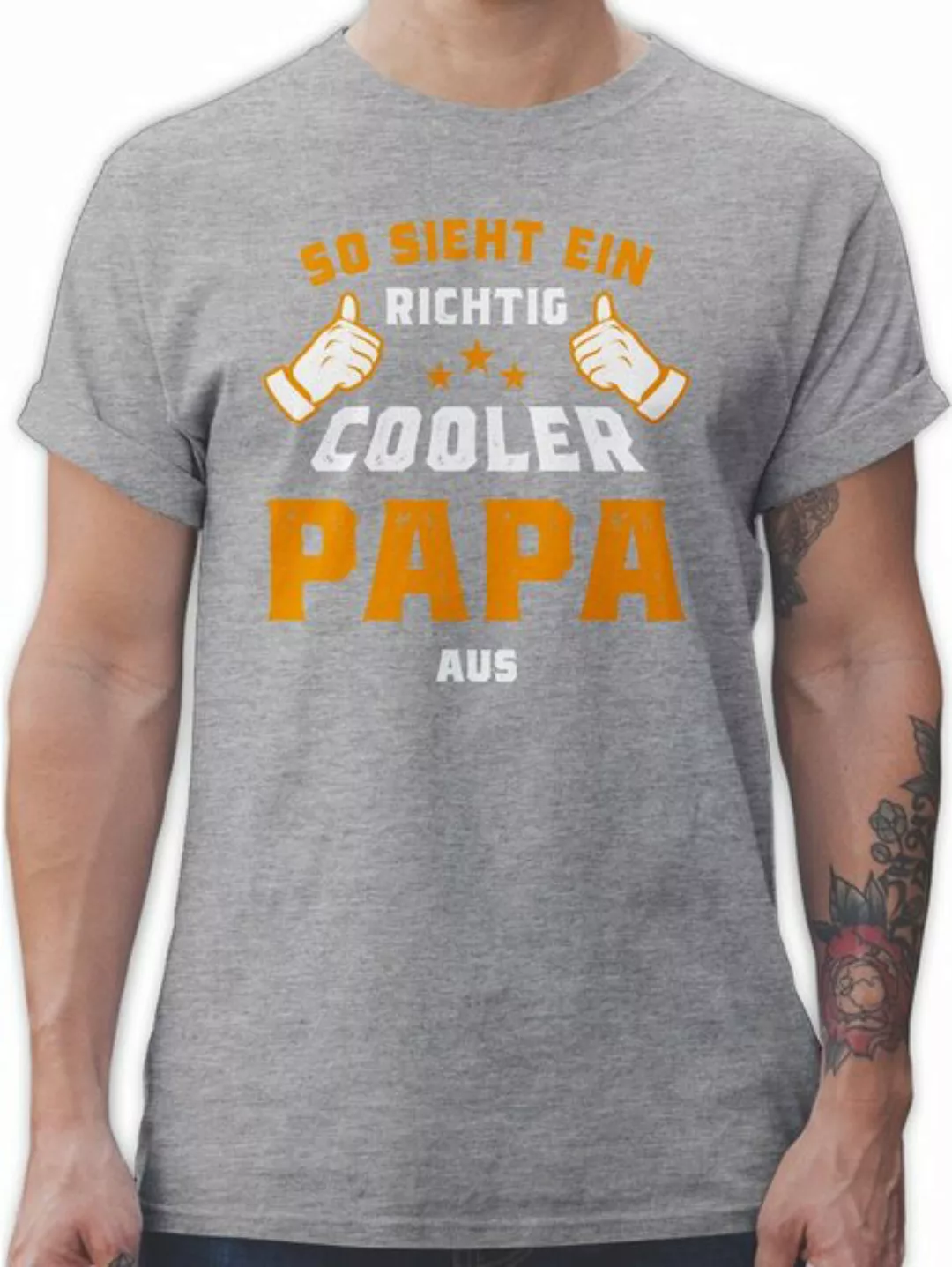 Shirtracer T-Shirt So sieht ein richtig cooler Papa aus Orange Vatertag Ges günstig online kaufen