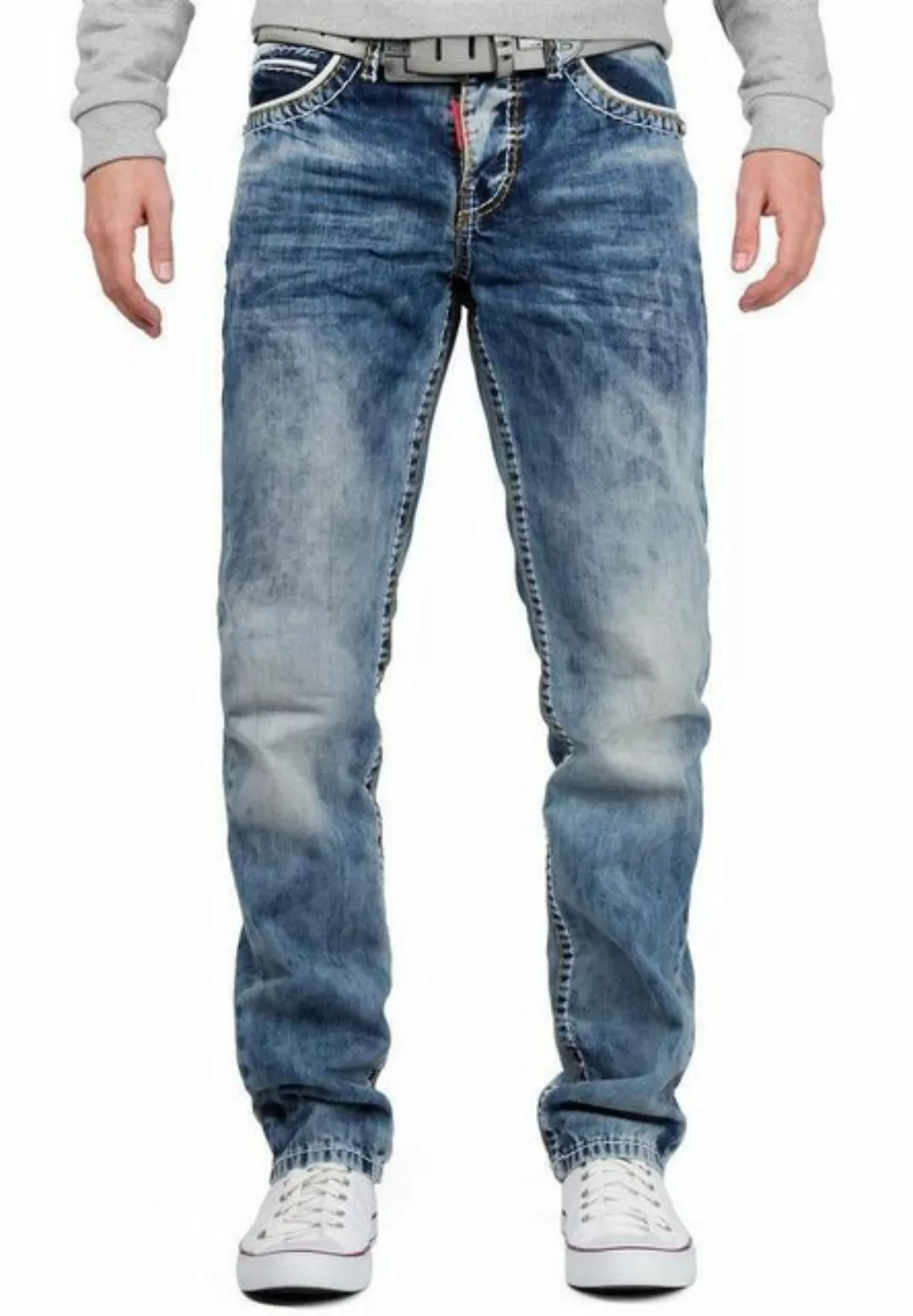 Cipo & Baxx Regular-fit-Jeans Hose BA-CD148 mit dicken Kontrastnähten im Ca günstig online kaufen