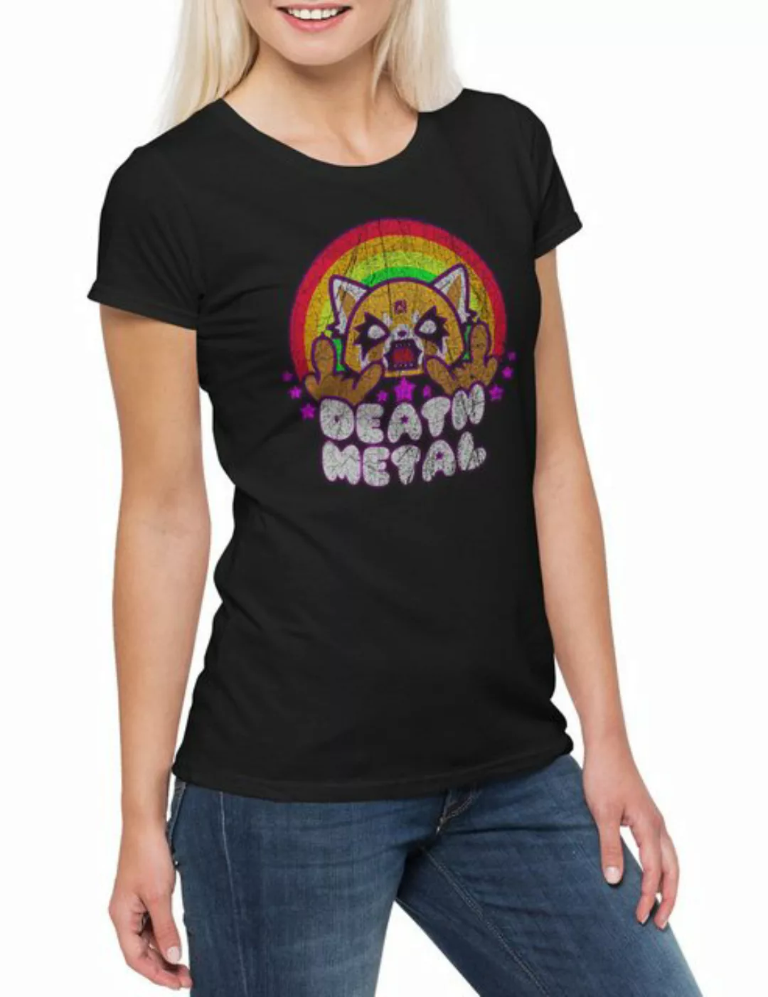 Urban Backwoods Print-Shirt Death Metal Damen T-Shirt Yeti Aggretsuko Fun H günstig online kaufen