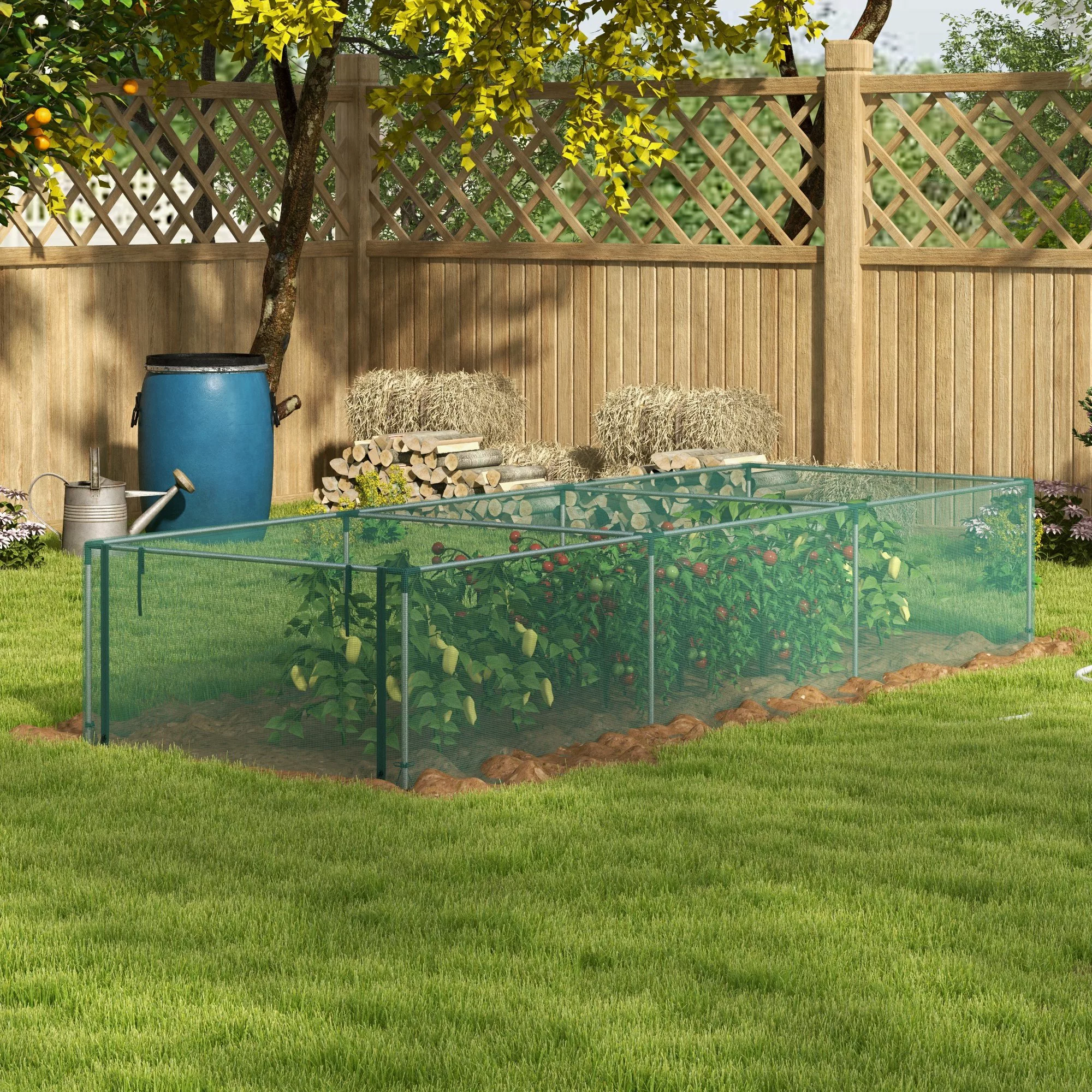 Outsunny 1,25 x 3,73 m Gartennetz, Pflanzenschutzzelt mit Reißverschlusstür günstig online kaufen