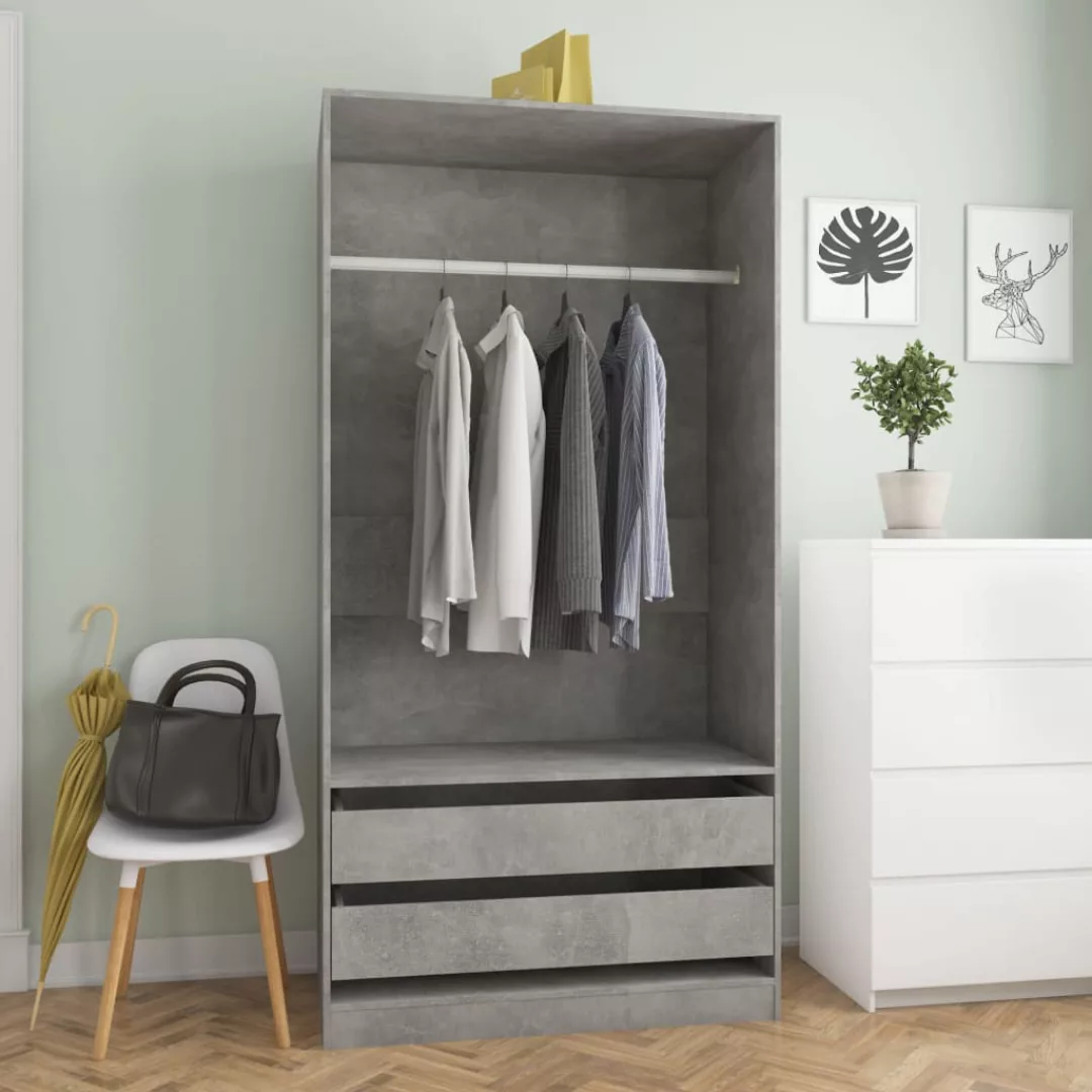 Kleiderschrank Betongrau 100×50×200 Cm Spanplatte günstig online kaufen