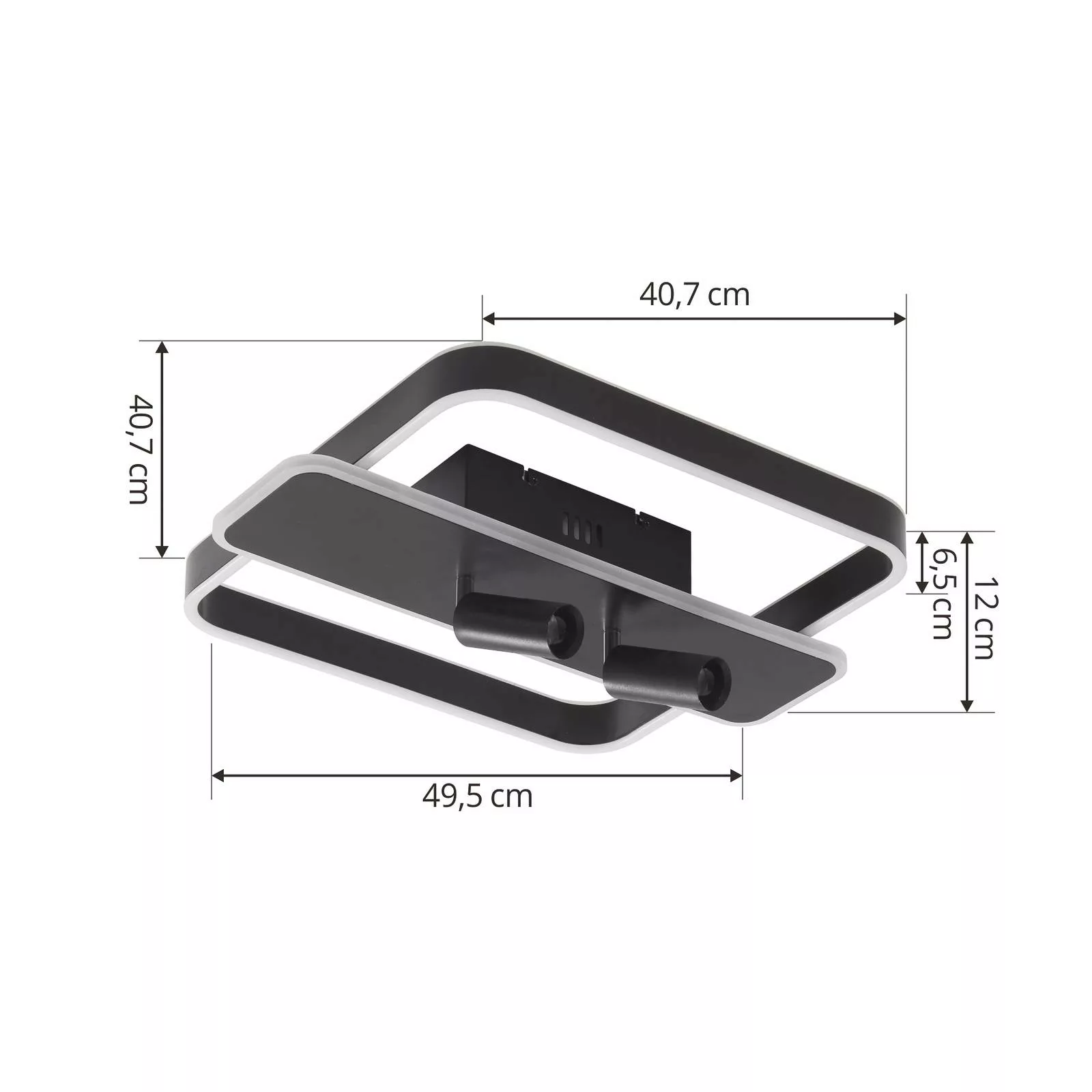 Lucande Stigla LED-Deckenleuchte, eckig, schwarz günstig online kaufen