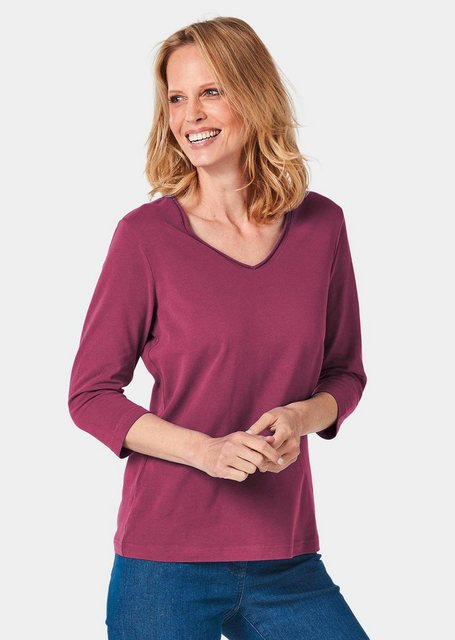 3/4-Arm-Shirt Kurzgröße - Shirt mit V-Ausschnitt in Kurzgröße Hübsche Rollk günstig online kaufen
