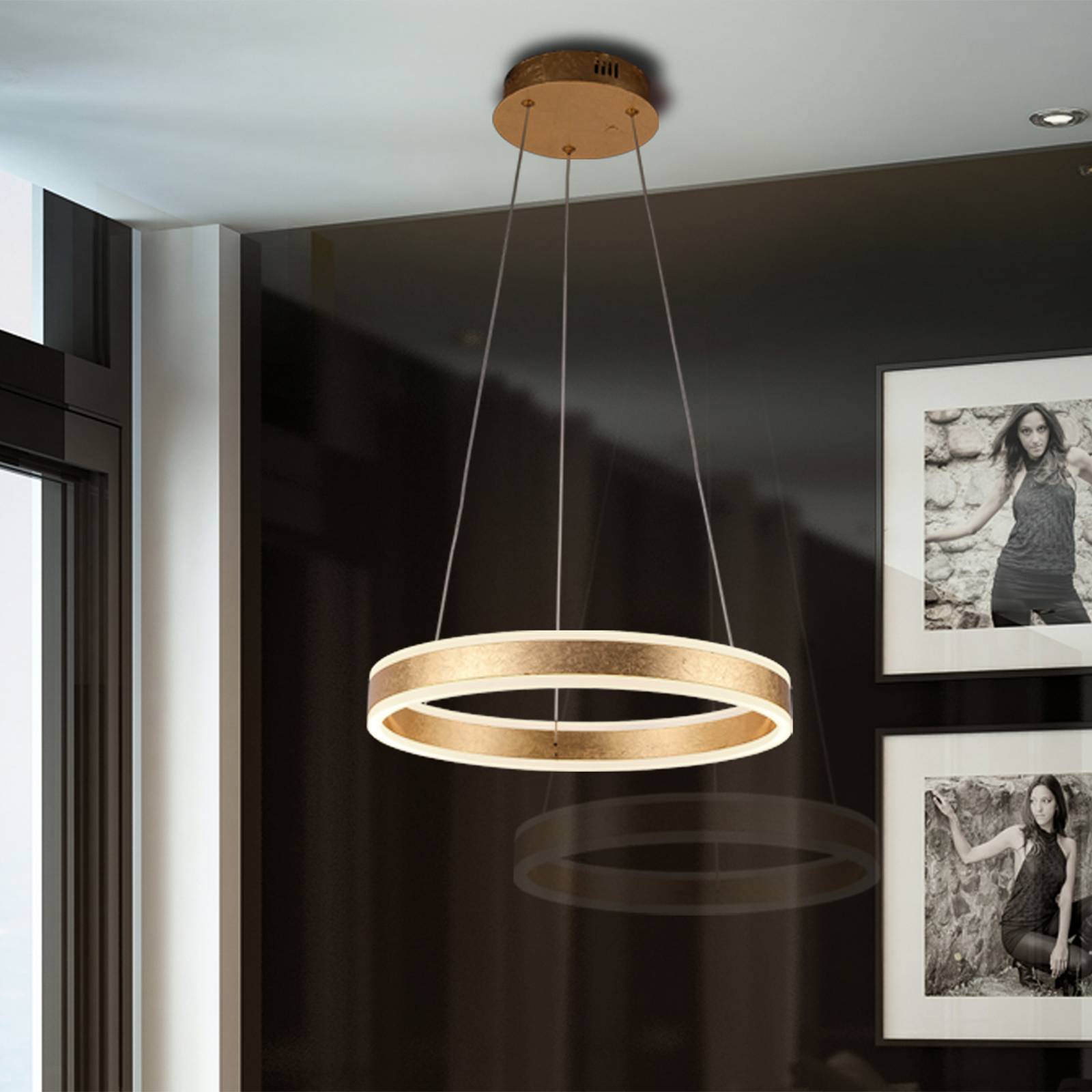 LED-Hängeleuchte Helia, goldfarben, Ø 50 cm, Metall günstig online kaufen