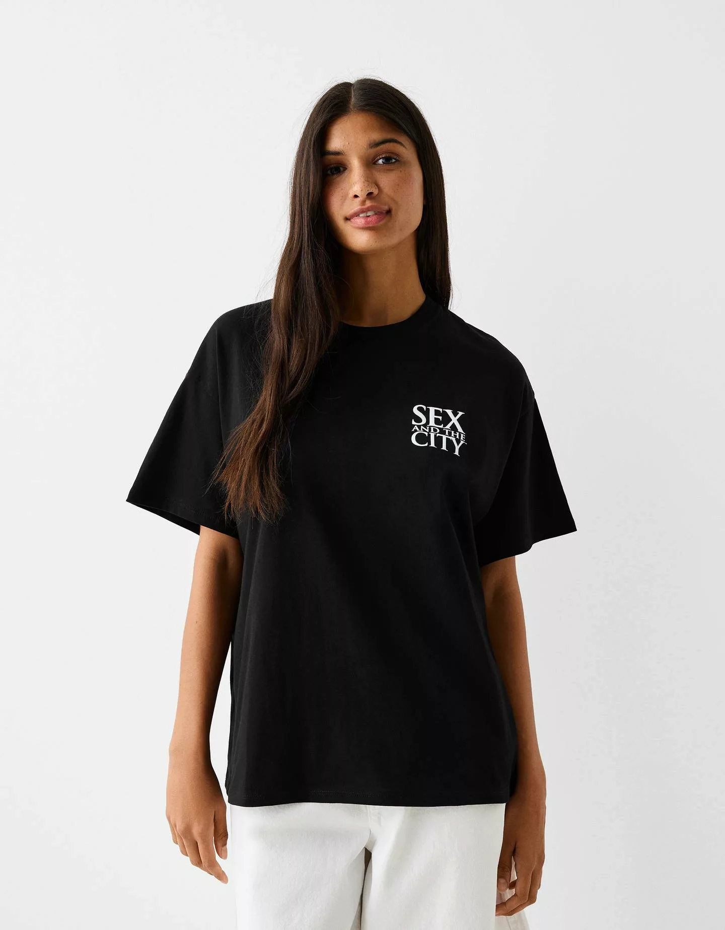 Bershka Oversize-Shirt Sex And The City Mit Kurzen Ärmeln Damen M Schwarz günstig online kaufen