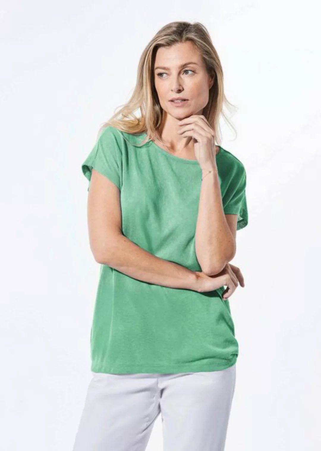 GOLDNER T-Shirt Kurzgröße: Shirt in Leinenoptik günstig online kaufen