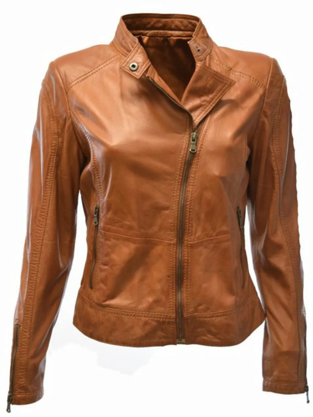 Zimmert Leather Lederjacke Wikki washed, Lammnappa, weich, Cognac, Braun, D günstig online kaufen