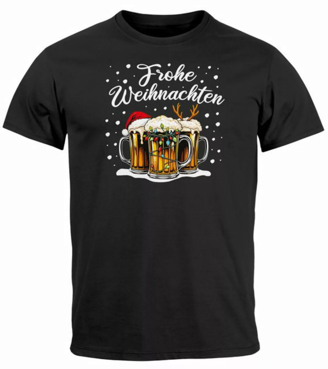 MoonWorks Print-Shirt Herren T-Shirt Frohe Weihnachten Lustig Bier Biergläs günstig online kaufen