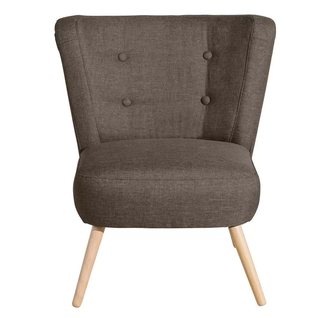 Lounge Sessel Retro in Beigegrau Vierfußgestell aus Holz günstig online kaufen