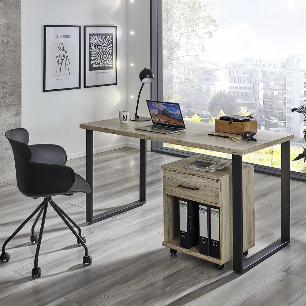 Büromöbel Set 2-teilig HILLSTON-43 mit 159cm Schreibtisch in San Remo Eiche günstig online kaufen