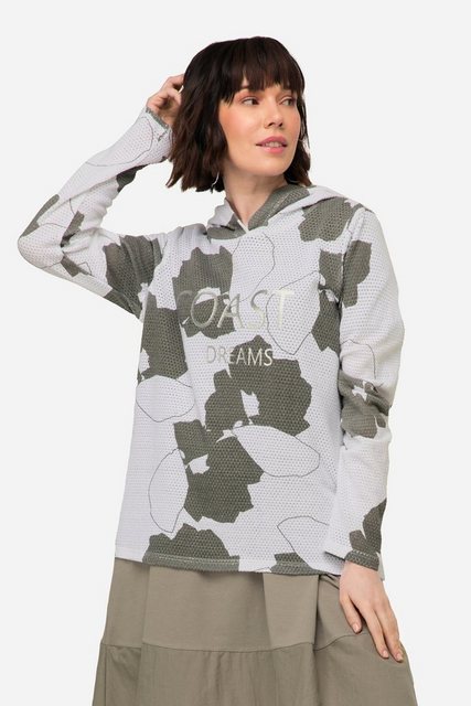 Laurasøn Sweatshirt Hoodie Blätter Print Netz-Kapuze Langarm günstig online kaufen